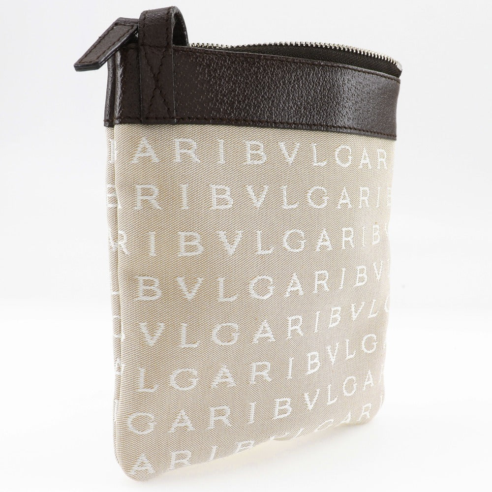 BVLGARI Shoulder Bag Canvas, Leather beige Pochette Logo mania Women(Unisex) Used Authentic