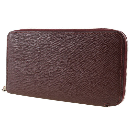 HERMES Long Wallet Purse Epsom Bordeaux Azap Long Silk Inn Women Used Authentic