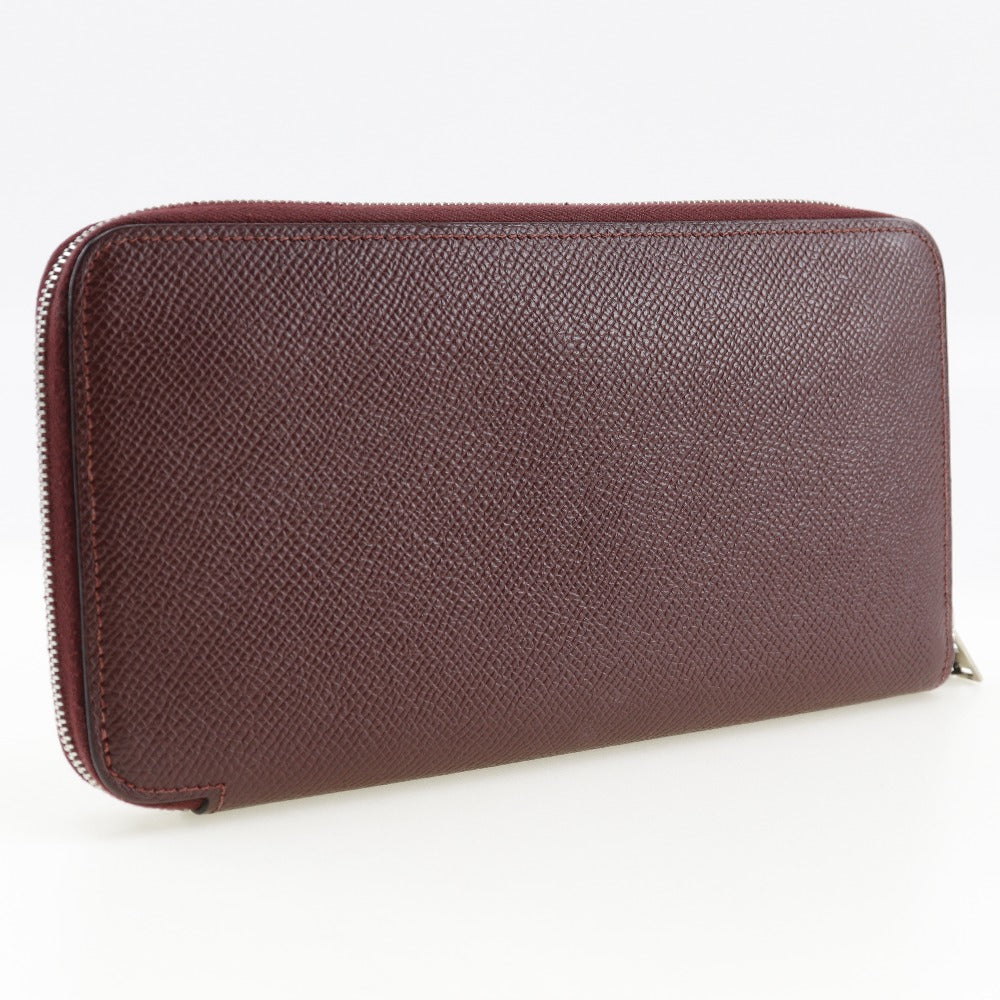 HERMES Long Wallet Purse Epsom Bordeaux Azap Long Silk Inn Women Used Authentic