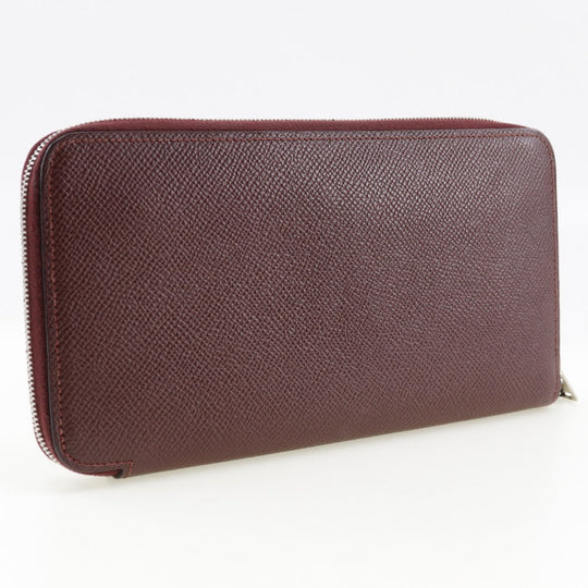 HERMES Long Wallet Purse Epsom Bordeaux Azap Long Silk Inn Women Used Authentic