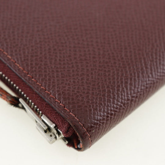 HERMES Long Wallet Purse Epsom Bordeaux Azap Long Silk Inn Women Used Authentic