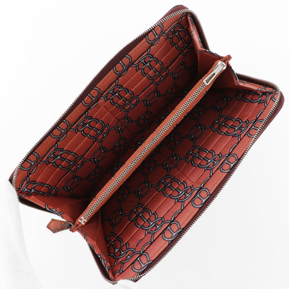 HERMES Long Wallet Purse Epsom Bordeaux Azap Long Silk Inn Women Used Authentic