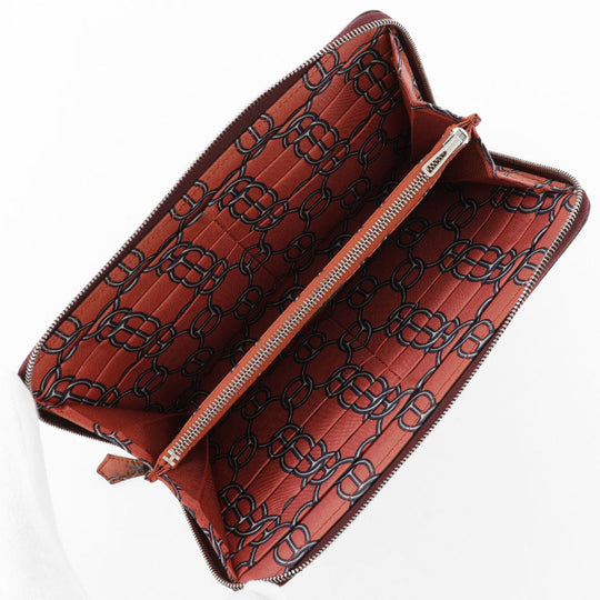 HERMES Long Wallet Purse Epsom Bordeaux Azap Long Silk Inn Women Used Authentic