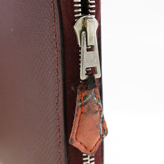 HERMES Long Wallet Purse Epsom Bordeaux Azap Long Silk Inn Women Used Authentic