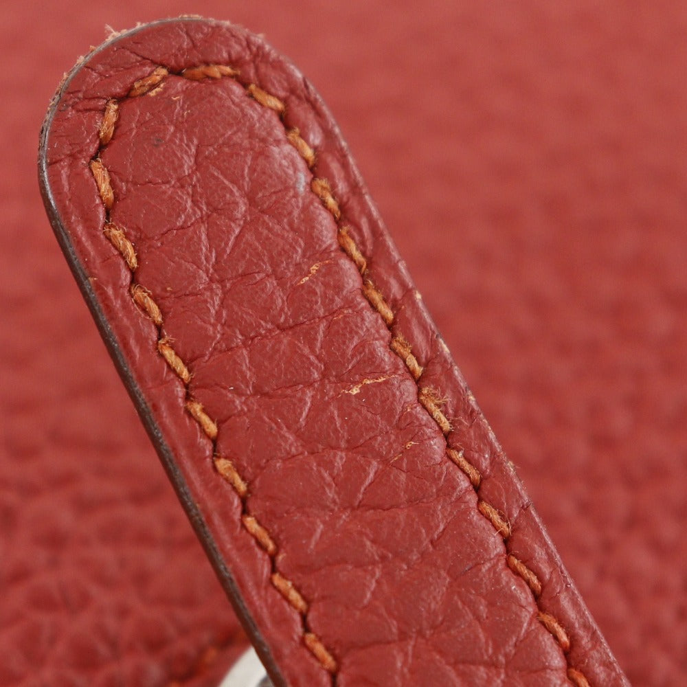 HERMES Long Wallet Purse Togo Red Dogon Long Women Used Authentic