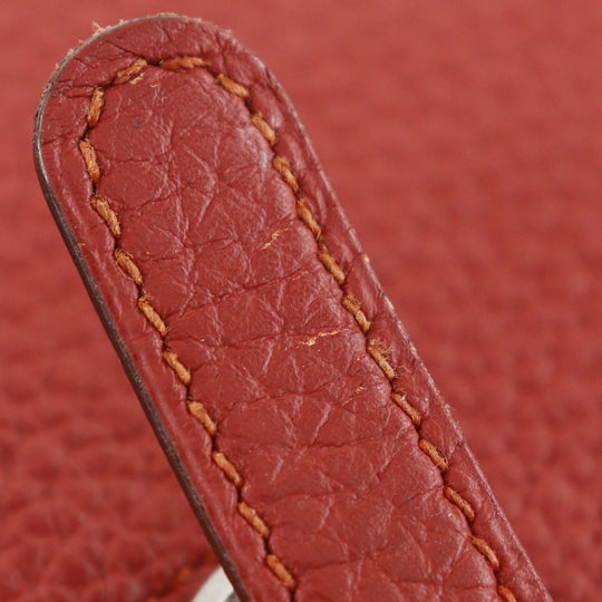 HERMES Long Wallet Purse Togo Red Dogon Long Women Used Authentic