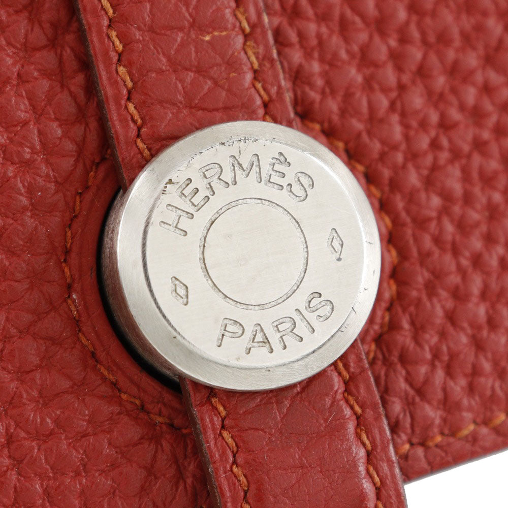 HERMES Long Wallet Purse Togo Red Dogon Long Women Used Authentic