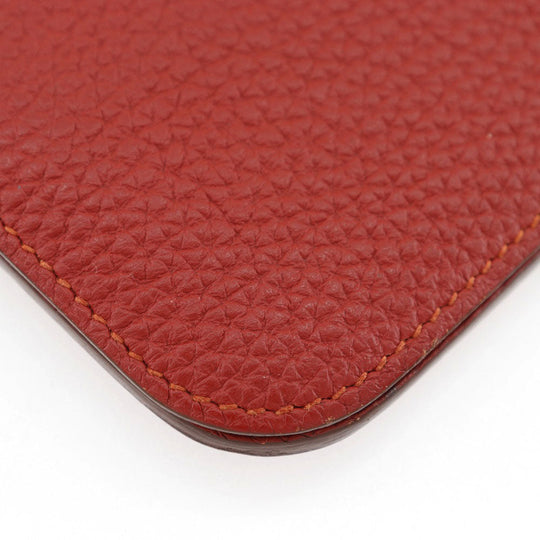 HERMES Long Wallet Purse Togo Red Dogon Long Women Used Authentic