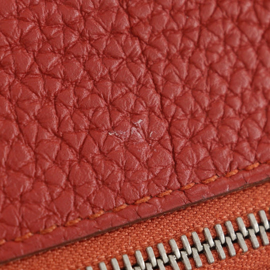 HERMES Long Wallet Purse Togo Red Dogon Long Women Used Authentic