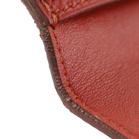 HERMES Long Wallet Purse Togo Red Dogon Long Women Used Authentic