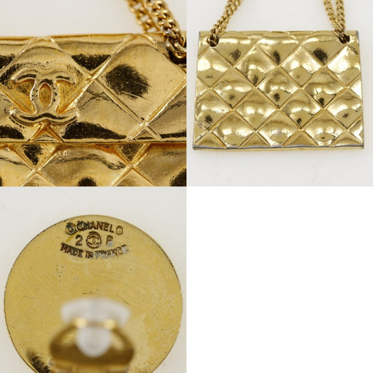 CHANEL Earring Plated Gold gold Matelasse motif COCO Mark Women Used Authentic