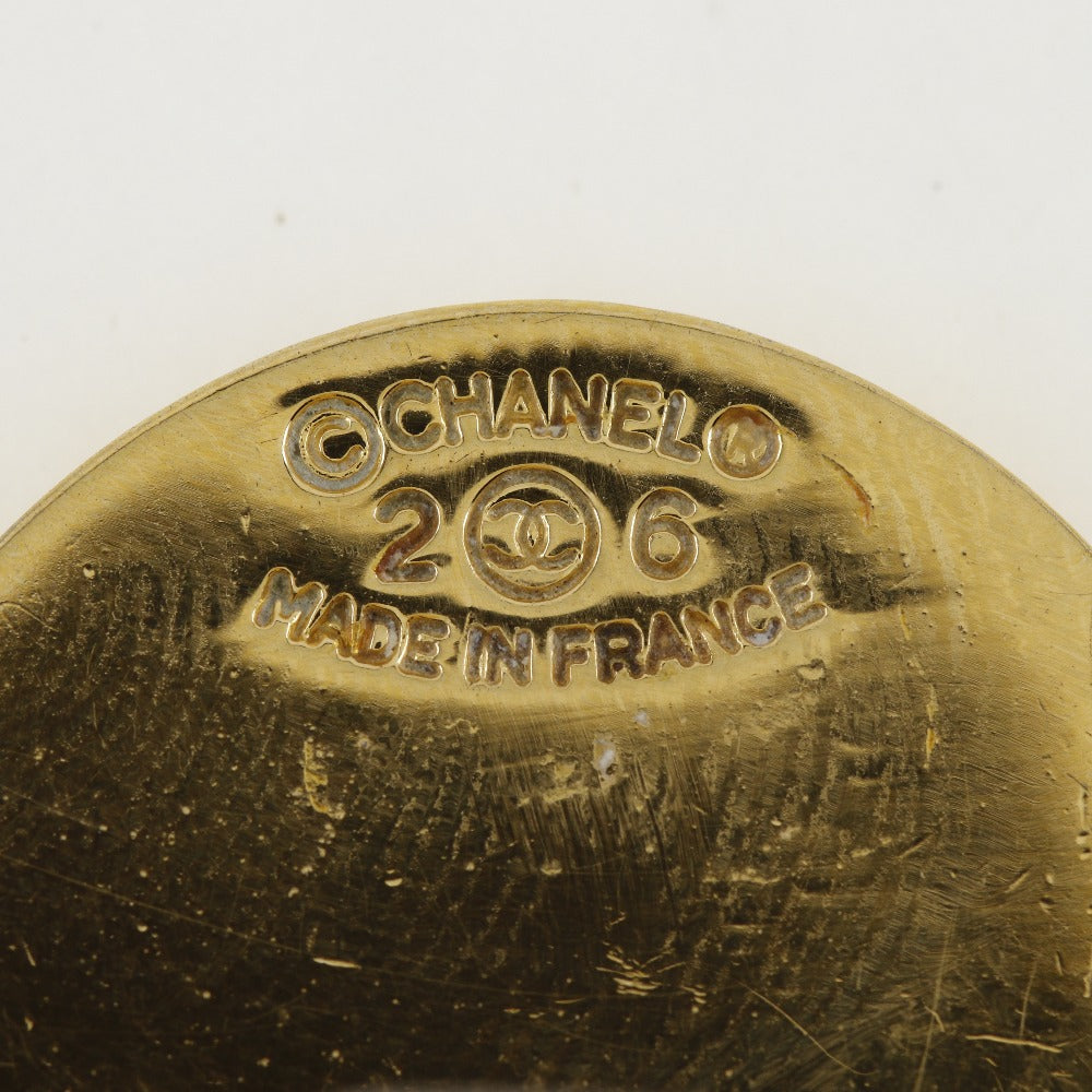 CHANEL Earring Plated Gold gold Matelasse motif COCO Mark Women Used Authentic
