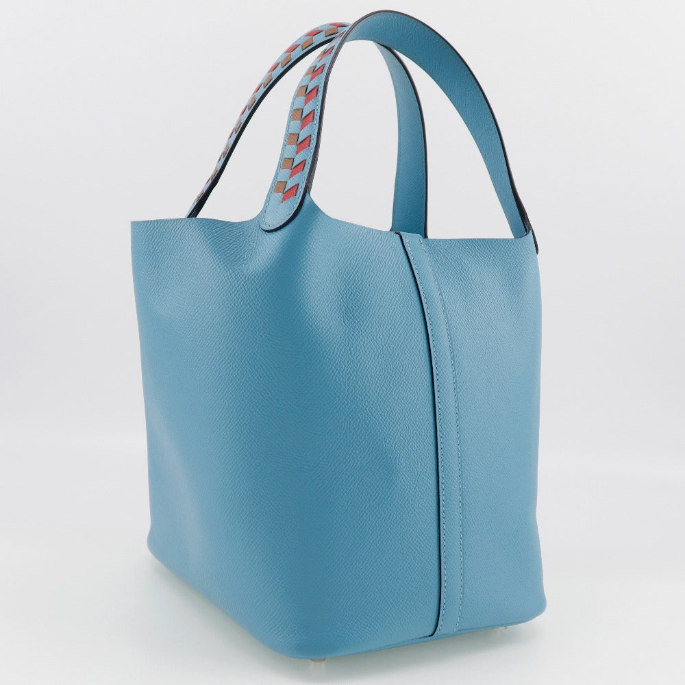 HERMES Handbag Epsom light blue Tresage Pico Tan Lock MM Women Used Authentic