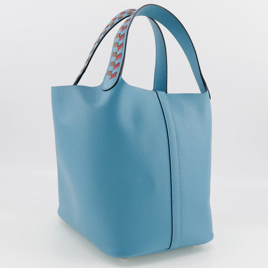 HERMES Handbag Epsom light blue Tresage Pico Tan Lock MM Women Used Authentic