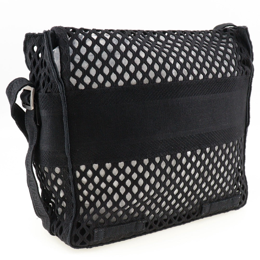 Christian Dior Shoulder Bag canvas black mesh Messenger Women Used Authentic