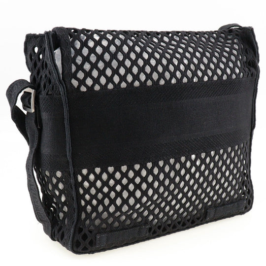 Christian Dior Shoulder Bag canvas black mesh Messenger Women Used Authentic