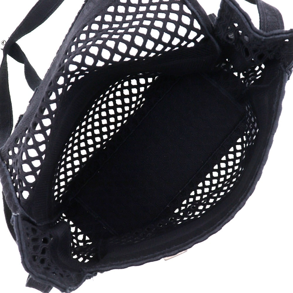Christian Dior Shoulder Bag canvas black mesh Messenger Women Used Authentic
