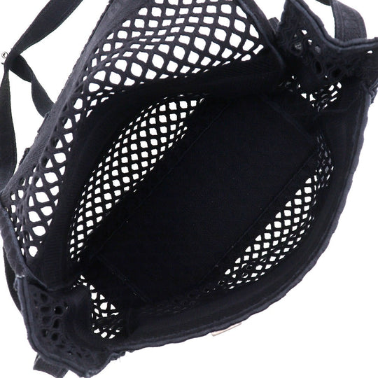Christian Dior Shoulder Bag canvas black mesh Messenger Women Used Authentic