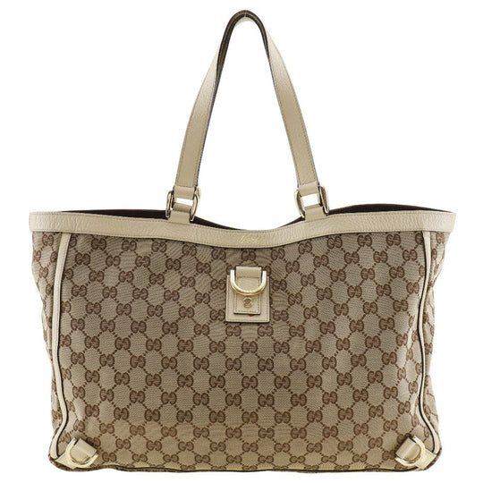 GUCCI Tote Bag 141472 GG canvas Brown Abbey Women Used Authentic