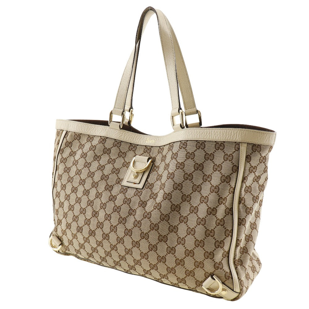 GUCCI Tote Bag 141472 GG canvas Brown Abbey Women Used Authentic