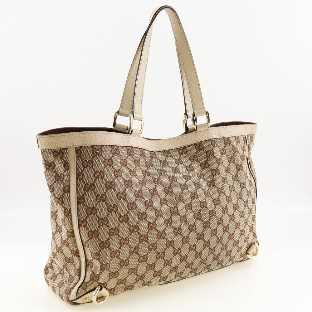 GUCCI Tote Bag 141472 GG canvas Brown Abbey Women Used Authentic