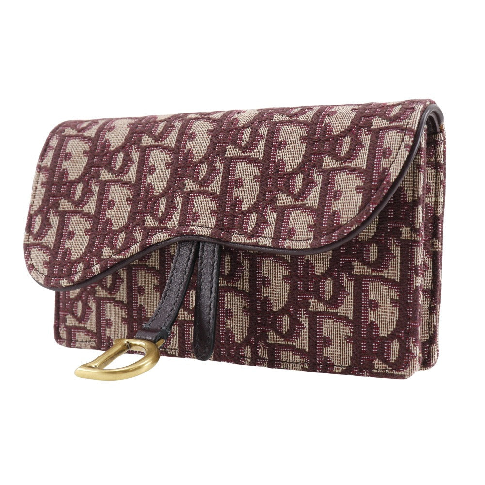 Christian Dior Waist bag canvas Bordeaux 2-way clutch Trotter saddle Women Used Authentic