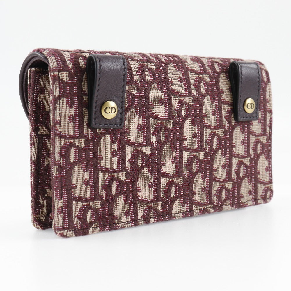 Christian Dior Waist bag canvas Bordeaux 2-way clutch Trotter saddle Women Used Authentic