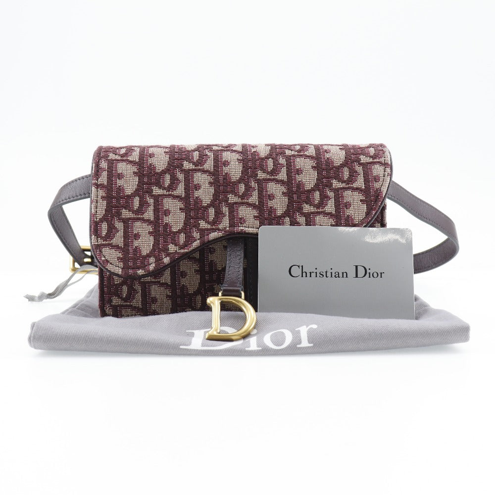 Christian Dior Waist bag canvas Bordeaux 2-way clutch Trotter saddle Women Used Authentic