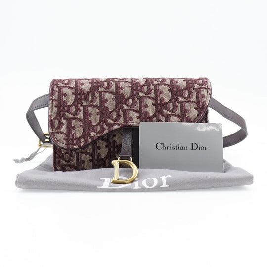 Christian Dior Waist bag canvas Bordeaux 2-way clutch Trotter saddle Women Used Authentic