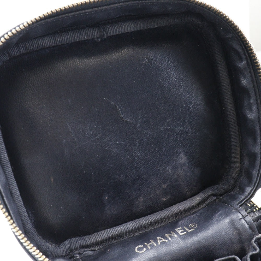 CHANEL Handbag Caviar skin black Handbag COCO Mark Vanity Women Used Authentic