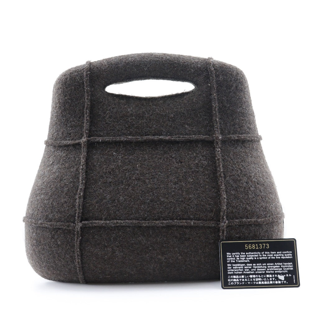 CHANEL Handbag wool Brown Hip bag Women Used Authentic