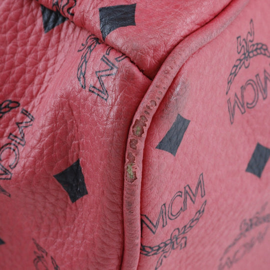 MCM Backpack MWK1 SVE02 PVC pink Studs Logogram Women Used Authentic