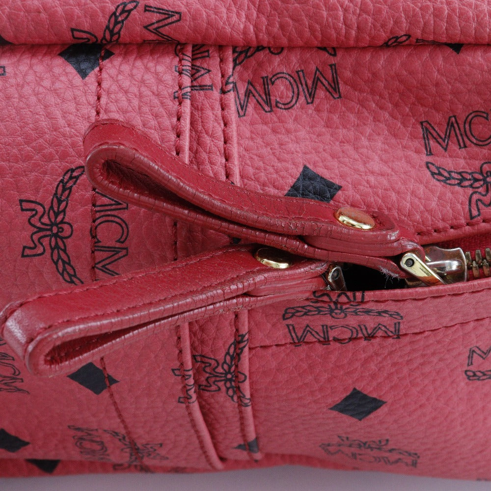 MCM Backpack MWK1 SVE02 PVC pink Studs Logogram Women Used Authentic