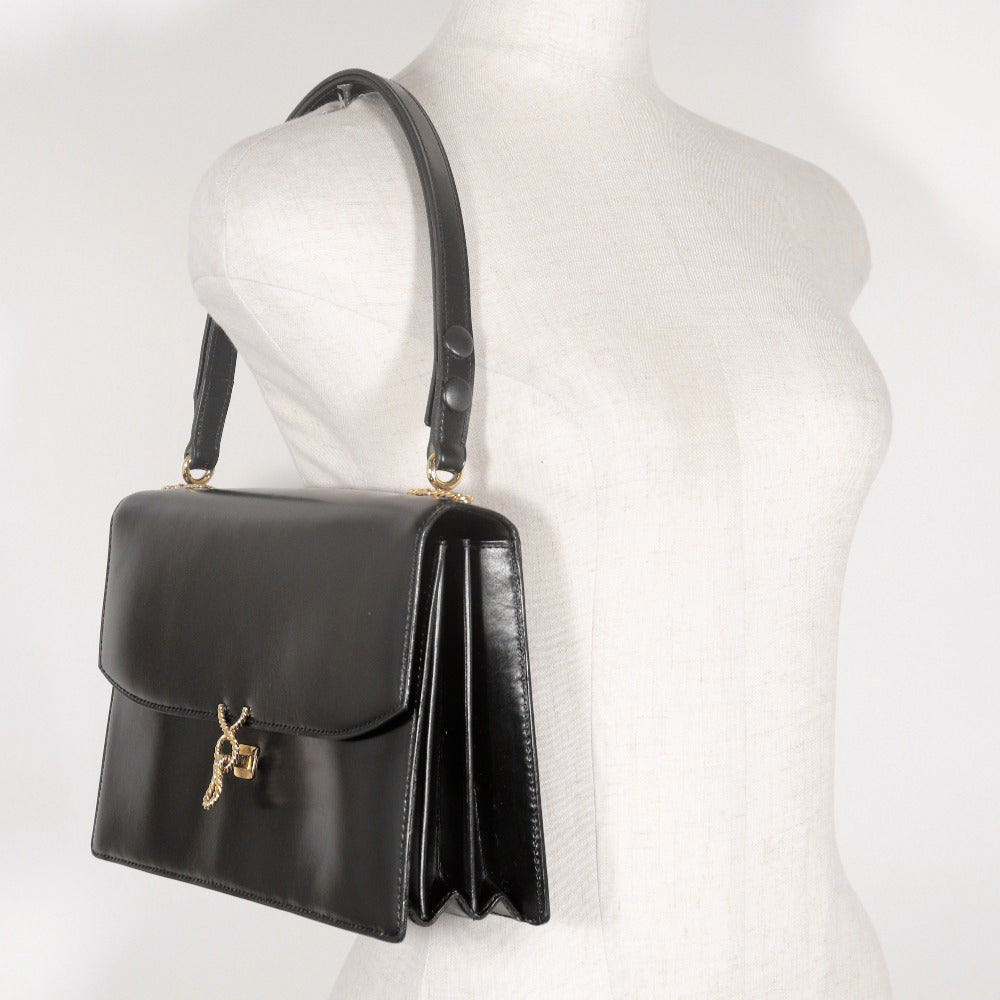 MORABITO Shoulder Bag Calfskin black one belt Women Used Authentic