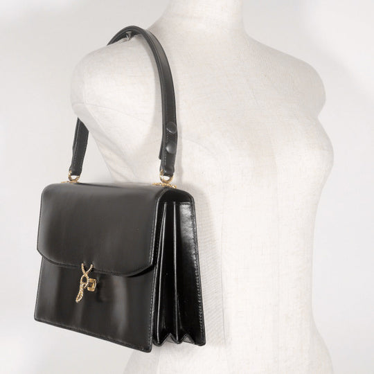 MORABITO Shoulder Bag Calfskin black one belt Women Used Authentic