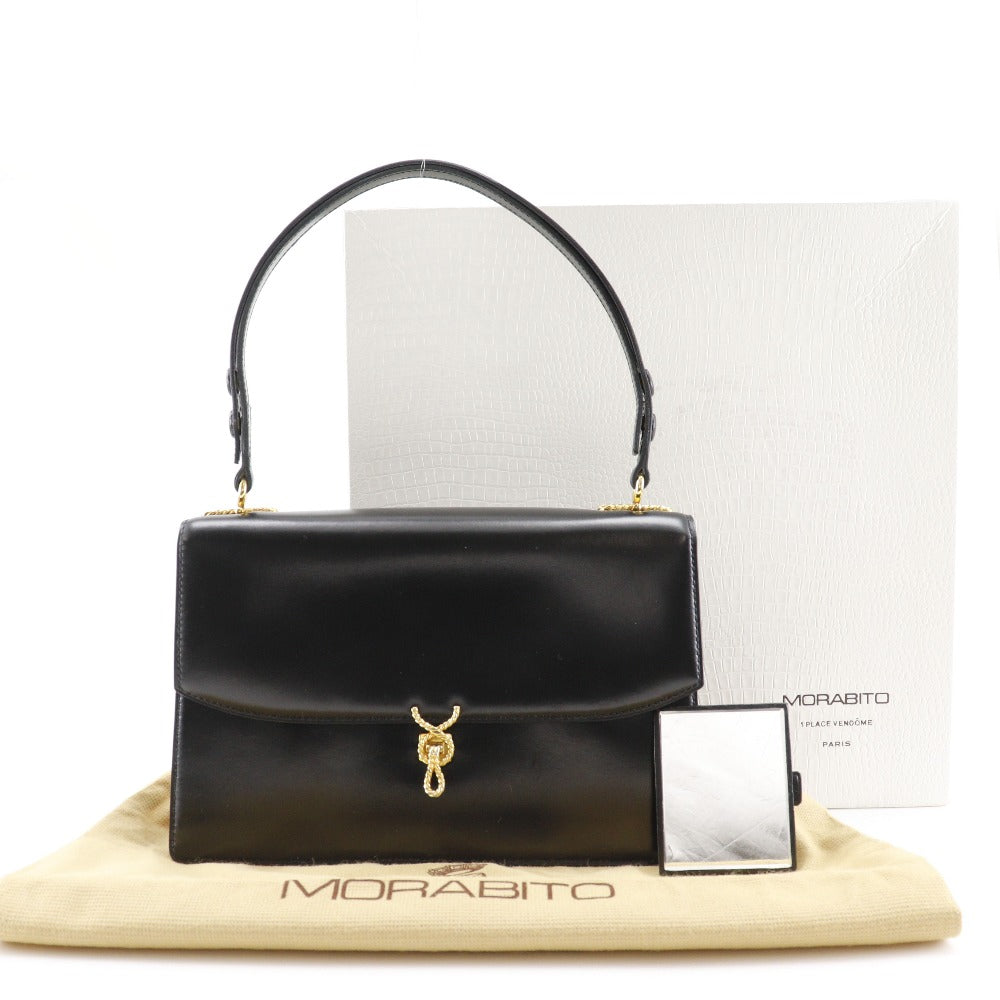 MORABITO Shoulder Bag Calfskin black one belt Women Used Authentic