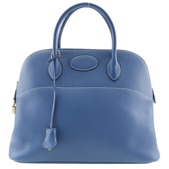 HERMES Handbag G Engraving Taurillon Clemence Blue Bored 37 Women Used Authentic