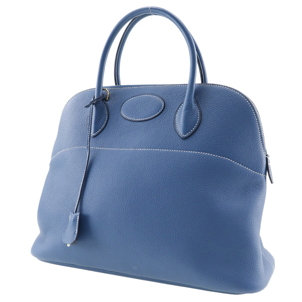 HERMES Handbag G Engraving Taurillon Clemence Blue Bored 37 Women Used Authentic