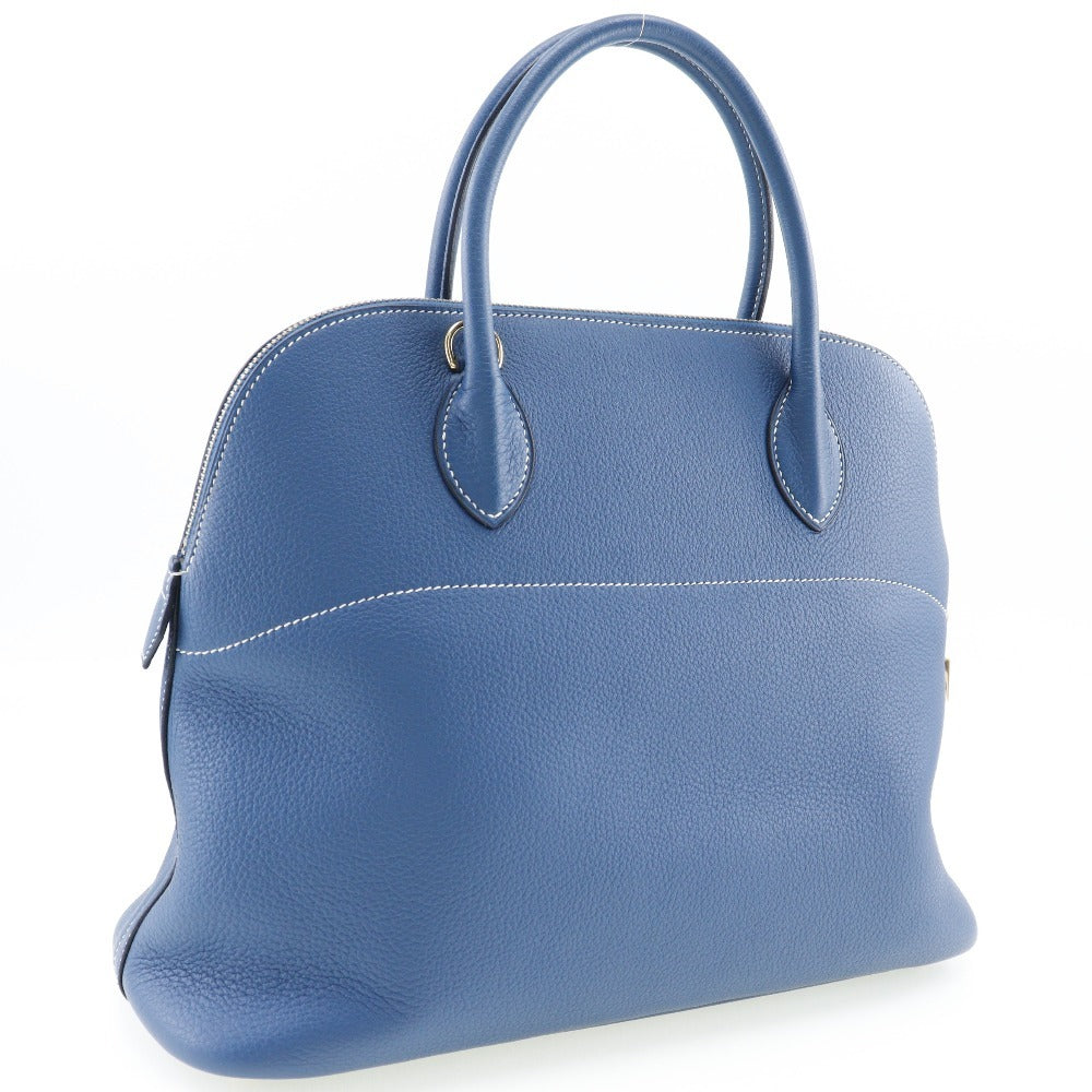 HERMES Handbag G Engraving Taurillon Clemence Blue Bored 37 Women Used Authentic