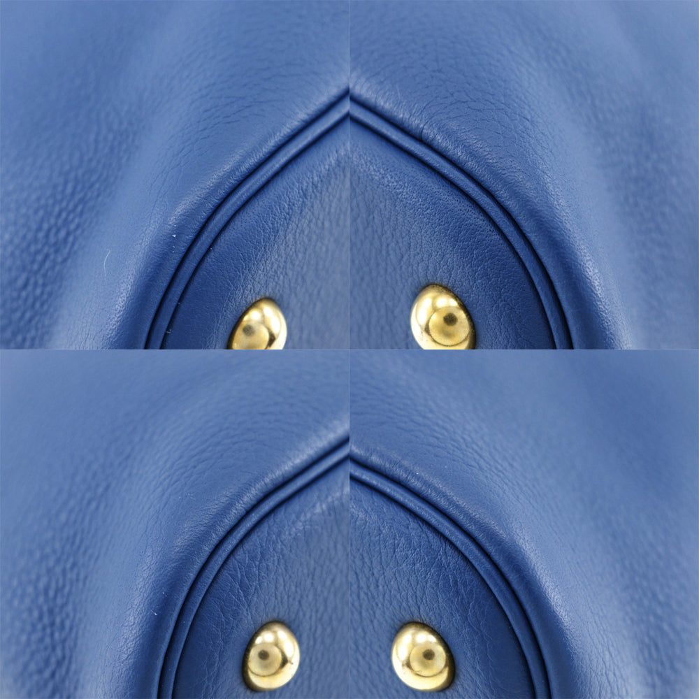 HERMES Handbag G Engraving Taurillon Clemence Blue Bored 37 Women Used Authentic