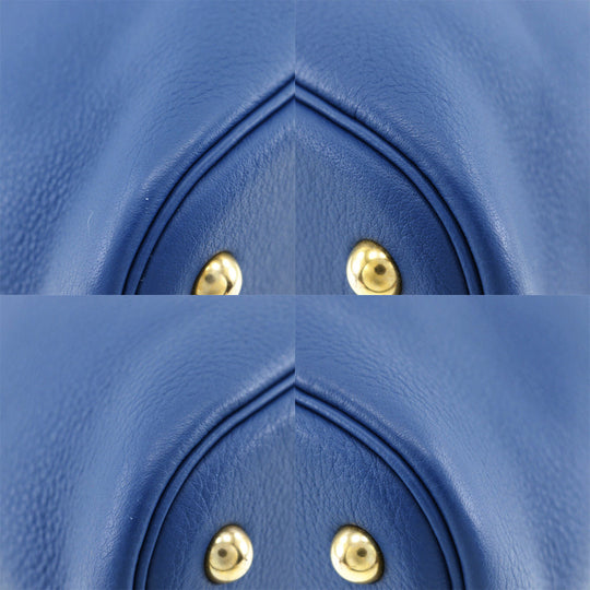 HERMES Handbag G Engraving Taurillon Clemence Blue Bored 37 Women Used Authentic
