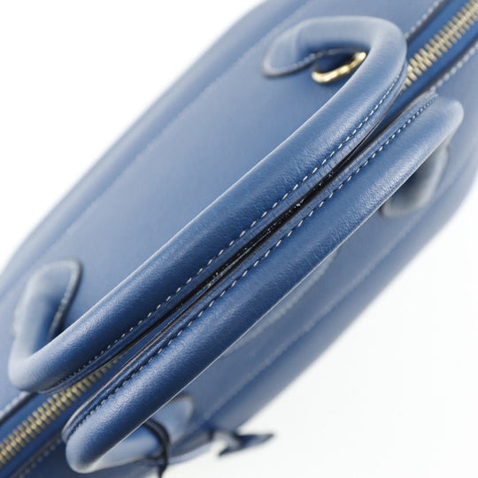 HERMES Handbag G Engraving Taurillon Clemence Blue Bored 37 Women Used Authentic