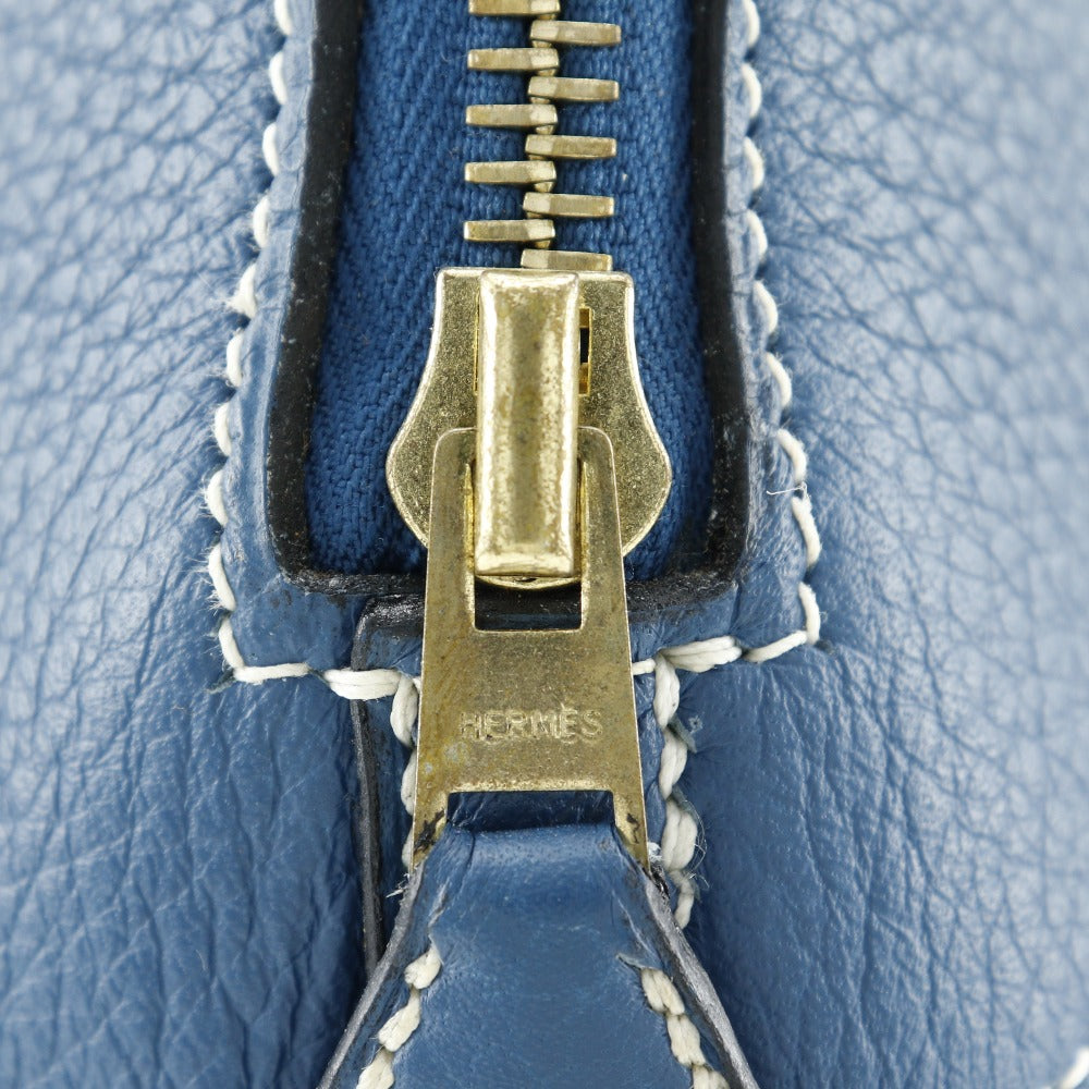 HERMES Handbag G Engraving Taurillon Clemence Blue Bored 37 Women Used Authentic
