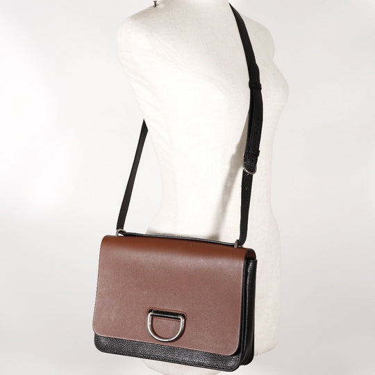BURBERRY Shoulder Bag Calfskin Brown, Black By color D ring Women Used Authentic