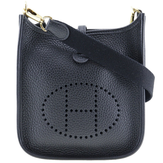 HERMES Shoulder Bag Taurillon Clemence Black/Gold Metal Amazone Evelyn TPM Women Used Authentic