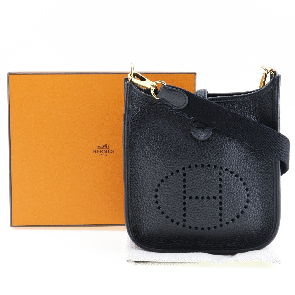 HERMES Shoulder Bag Taurillon Clemence Black/Gold Metal Amazone Evelyn TPM Women Used Authentic