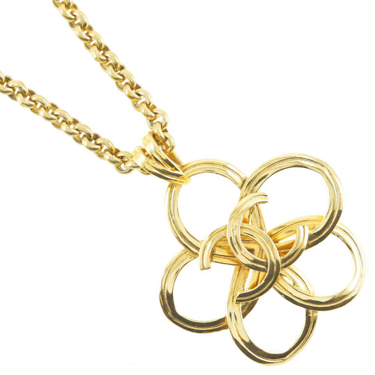 CHANEL Necklace Plated Gold gold vintage Turn lock COCO Mark Flower Women Used Authentic