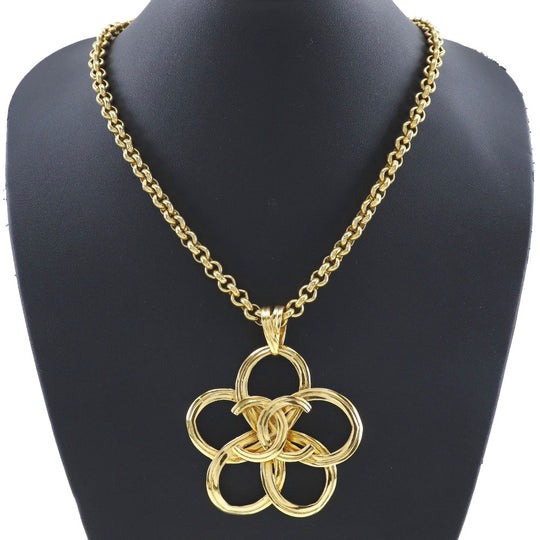 CHANEL Necklace Plated Gold gold vintage Turn lock COCO Mark Flower Women Used Authentic
