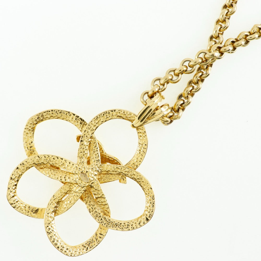 CHANEL Necklace Plated Gold gold vintage Turn lock COCO Mark Flower Women Used Authentic