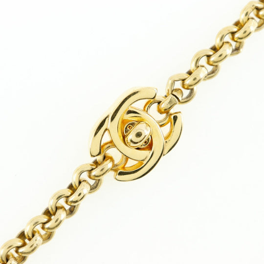 CHANEL Necklace Plated Gold gold vintage Turn lock COCO Mark Flower Women Used Authentic